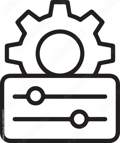 Icon representing settings and adjustments with a gear and sliders