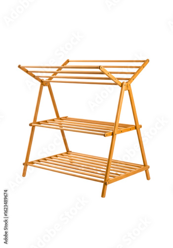 Wooden bamboo drying rack with shelves
