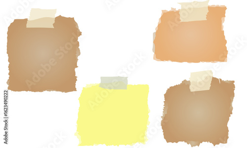 Paper with torn edges glued on with adhesive tape