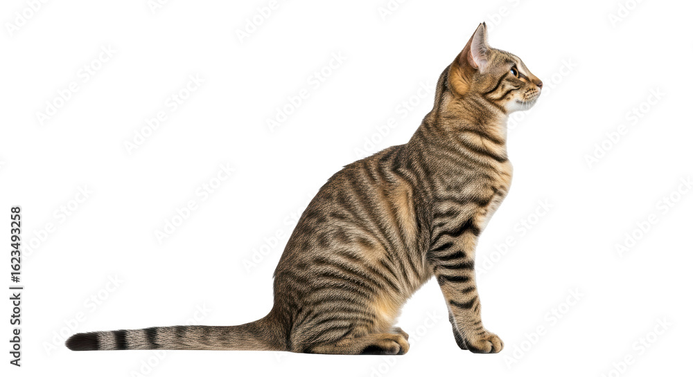 Fototapeta premium Isolated Striped Cat Sitting
