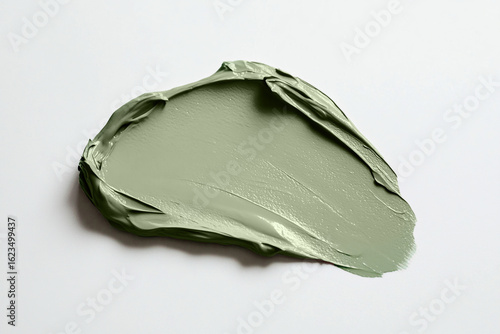 Cosmetic cream texture swatch in smooth layer on clean white background. Beauty skincare product concept for moisturizer and treatment