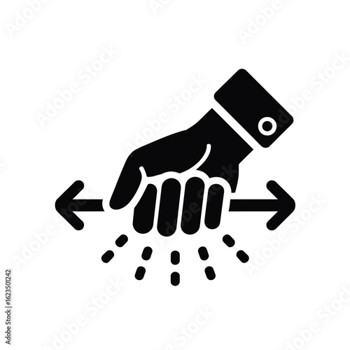 Hand stretching or expanding with arrows silhouette