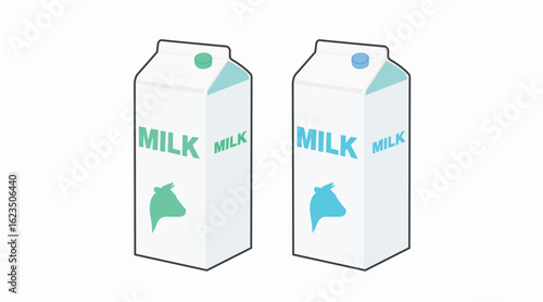 Milk Box Color Icon Set. Vector editable color flat illustration set of a box of milk