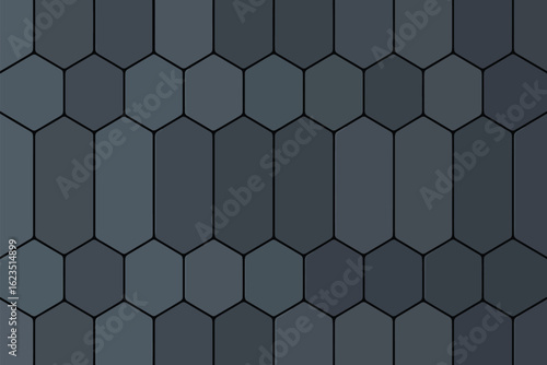 A dark gray geometric pattern featuring hexagons and elongated hexagons arranged in a tiled design