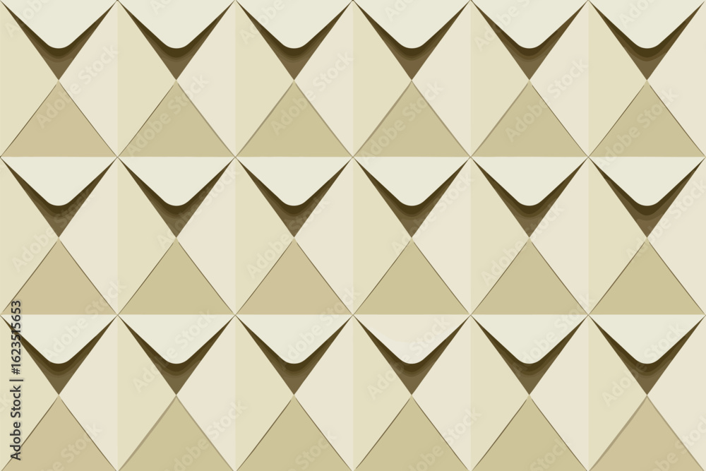 Fototapeta premium A repeating pattern of tan triangles with curved indentations creating a geometric design element