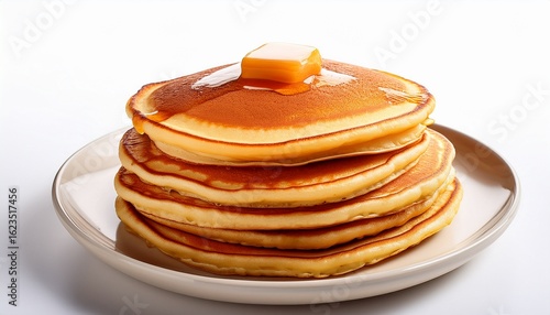 Wallpaper Mural stack of golden brown pancakes close up shot on white background delicious breakfast food photography Torontodigital.ca