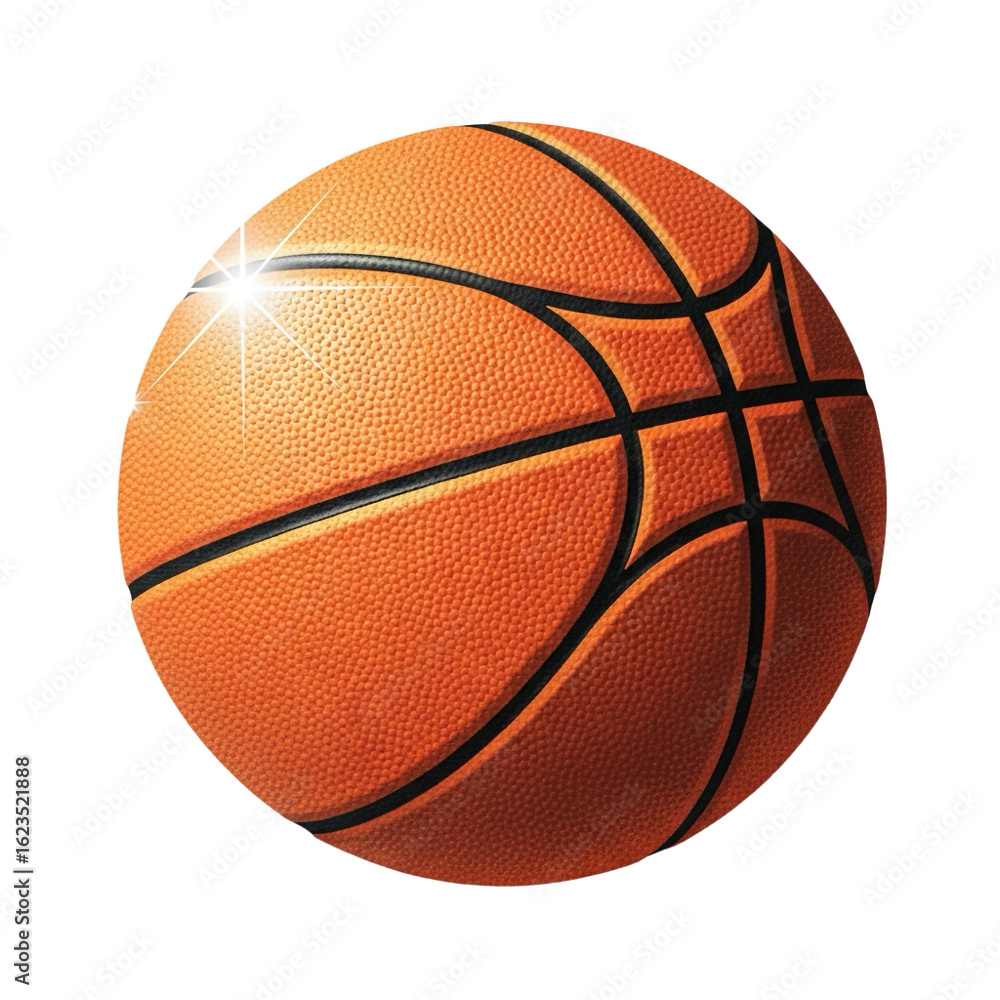 Fototapeta premium detailed basketball icon with texture and highlight, clean white canvas