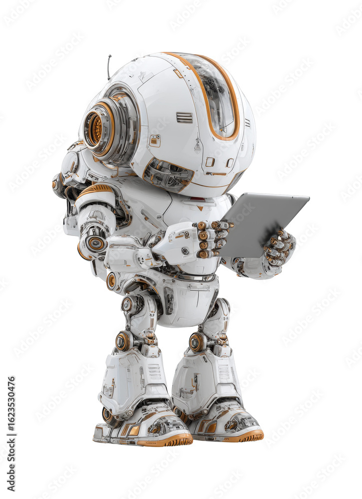 Naklejka premium Robot engaging with technology futuristic environment