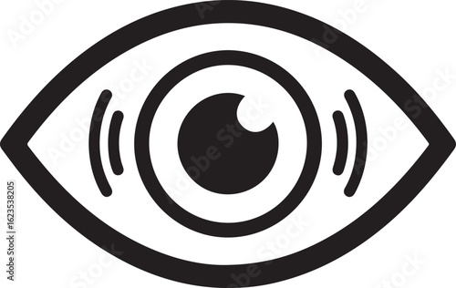 Eye icon with sound waves concept illustration for visual representation of audio or hearing perception and sensory experiences