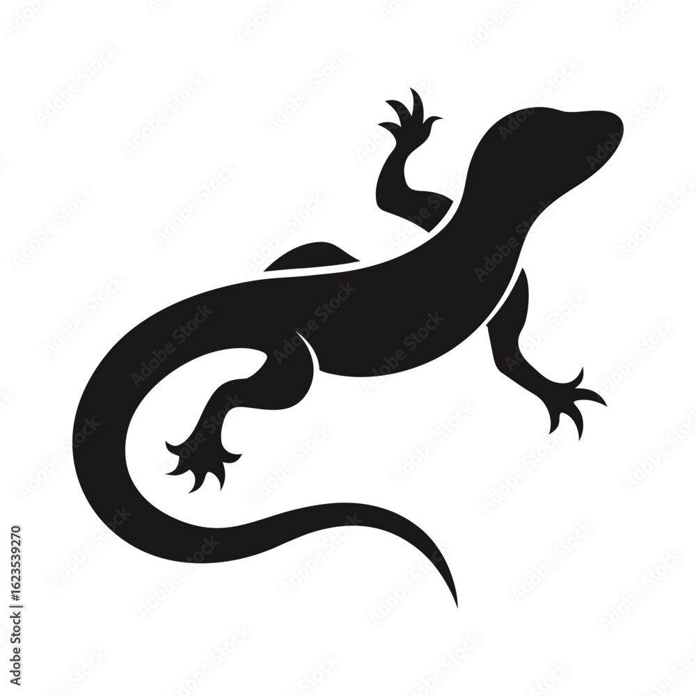 Naklejka premium Simple lizard silhouette icon on white background