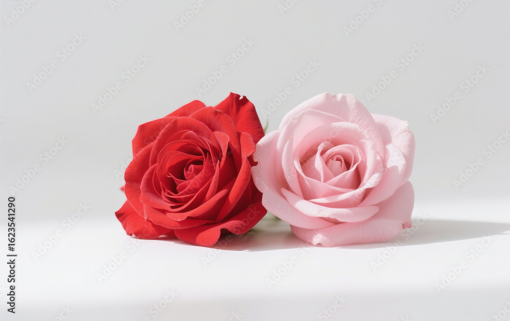 Fototapeta premium pink roses on white background