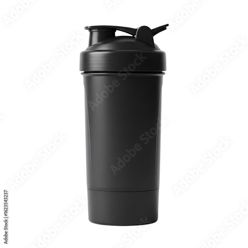 Foto Black protein shaker bottle for the gym