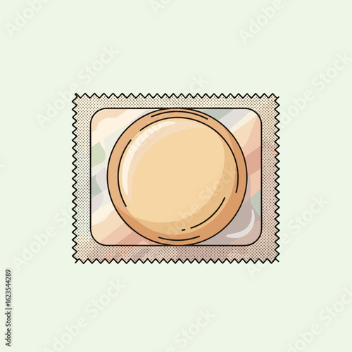Condom in wrapper on pastel green background for World Contraception Day  