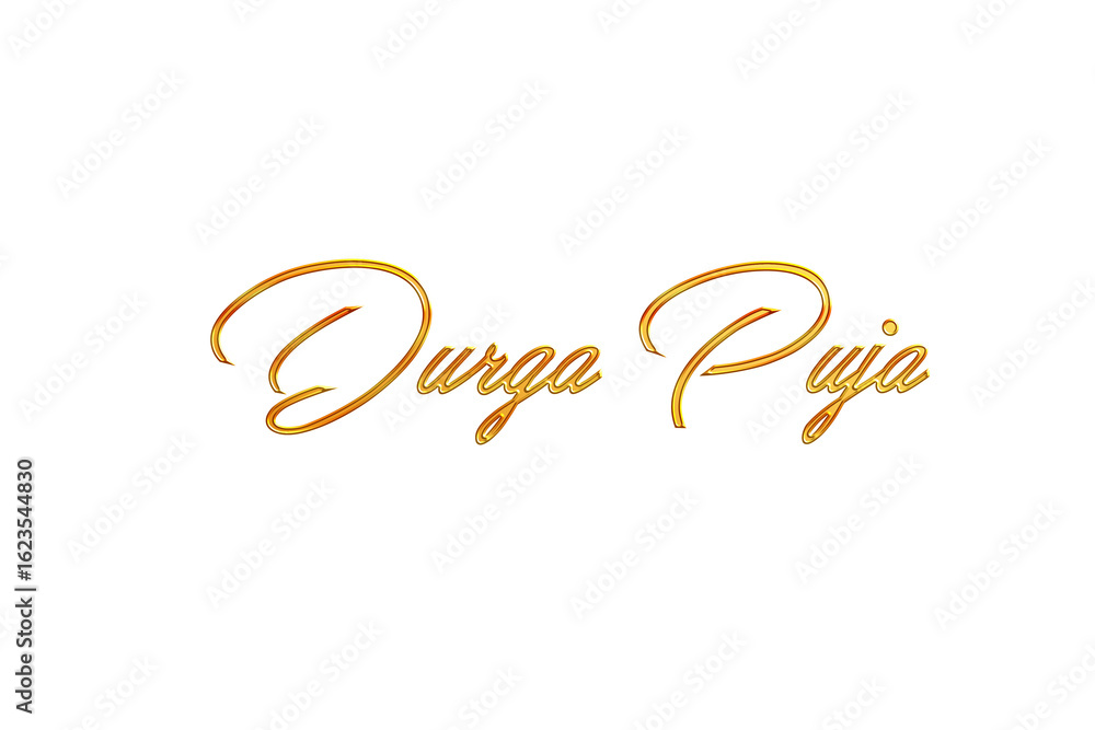 Obraz premium Golden Durga Puja Title PNG with Transparent Background