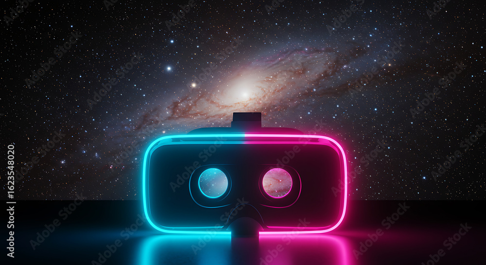 Naklejka premium Experience vibrant virtual reality with modern headset for gaming fun
