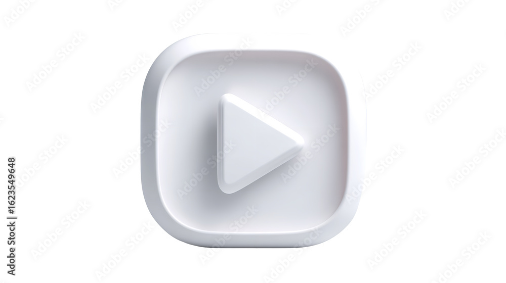 Clean white play button icon on a rounded square on transparent background Clean white play button icon on a rounded square on transparent background
