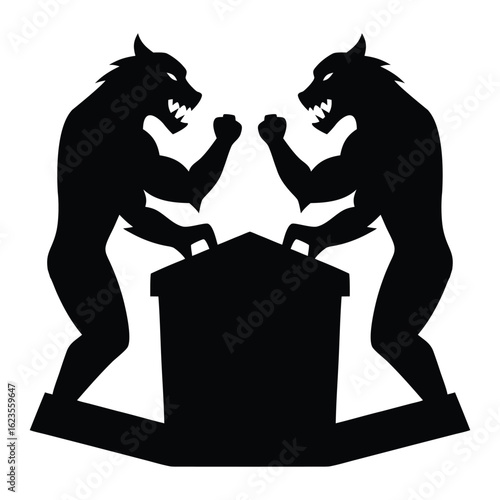 Werewolf arm wrestling silhouette competition