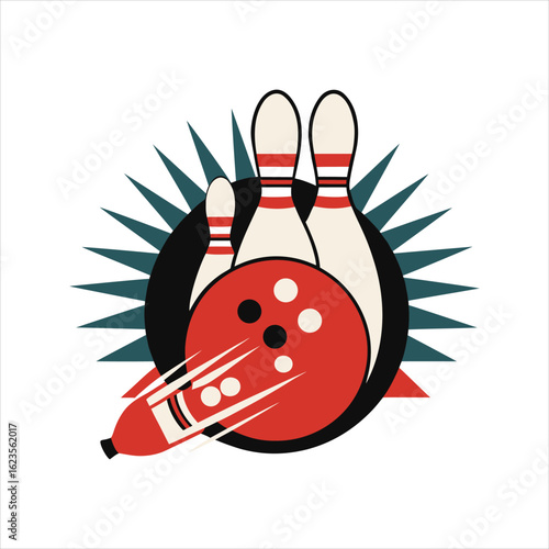 Vintage Bowling Strike Graphic Icon Design
