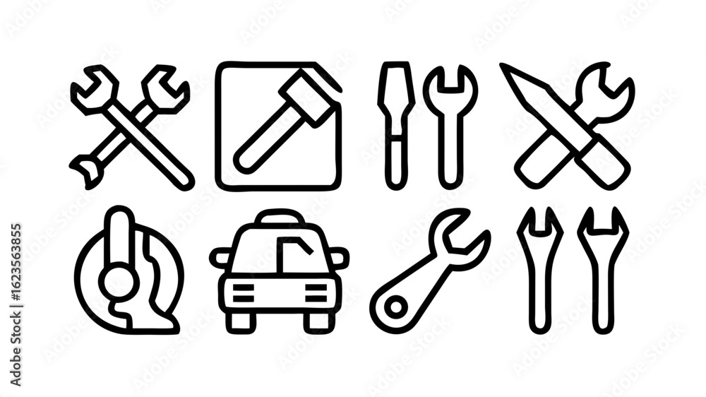 Obraz premium Auto repair tools service car maintenance mechanic wrench hammer screwdriver vehicle