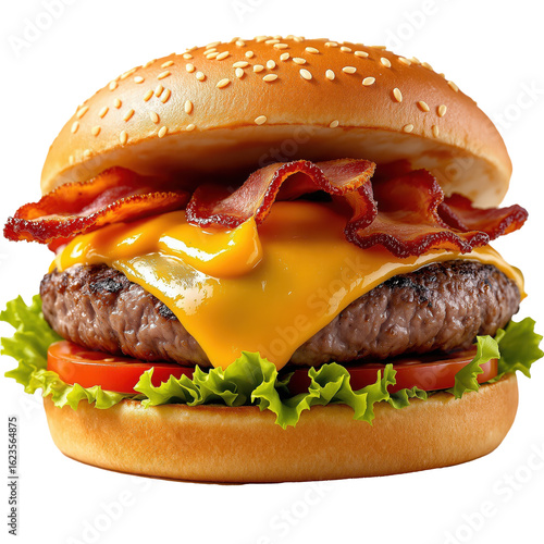 AI generated cheesburger with bacon and lettuce