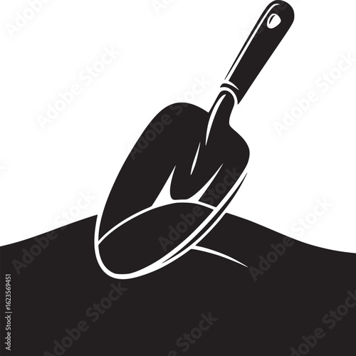 Trowel in Soil, Gardening Tool Icon