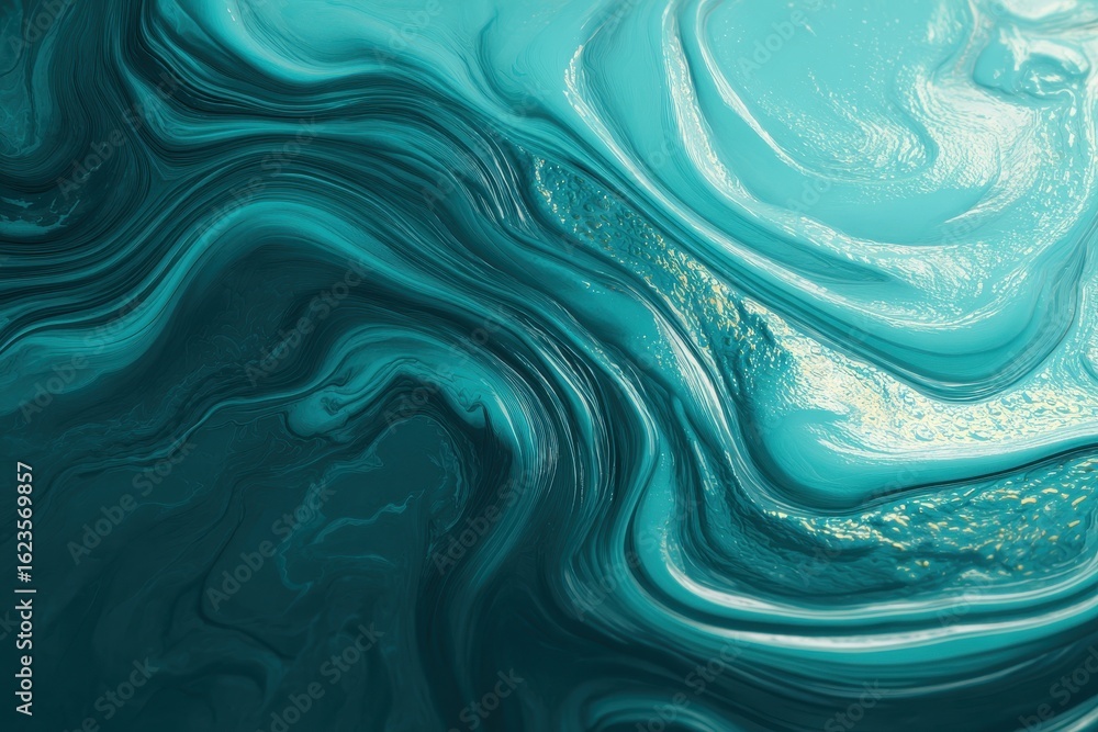 Fototapeta premium Teal Liquid Marble Abstract Art