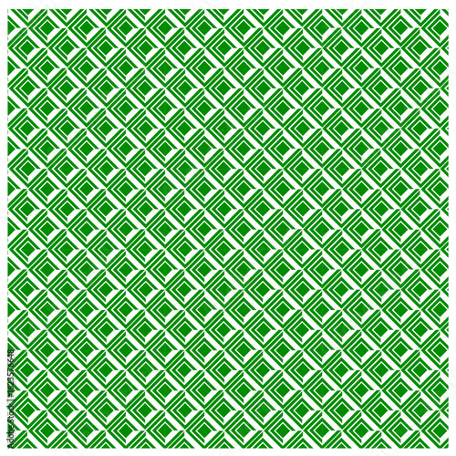 seamless green pattern, repeating geometric pattern or tessellation, interlocking square motifs, creating a diagonal flow, symmetrical, seamless repetition design, symbolizes the infinite, 