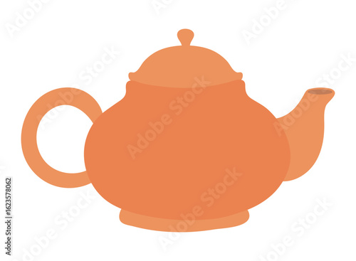 Ceramic teapot isolated on transparent. Flat vector illustration. Mid Autumn Festival design element, holiday clip art. Tableware, kitchen utensils, tea ceremony