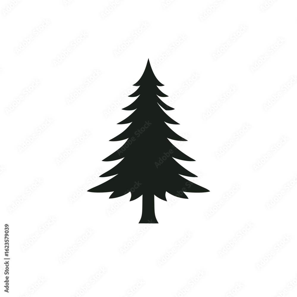 Fototapeta premium Fir tree silhouette icon on white background