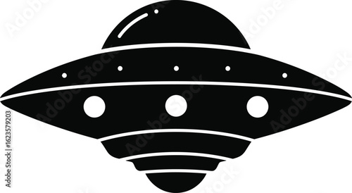 Retro ufo flying saucer silhouette