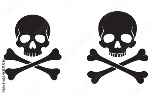 Black skull and crossbones symbols on white vector