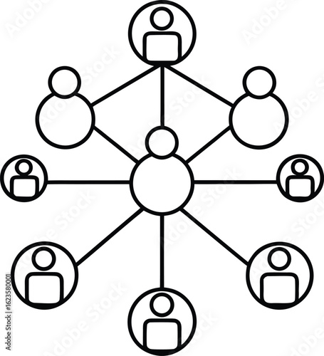 Network of people connected in a hierarchical structure