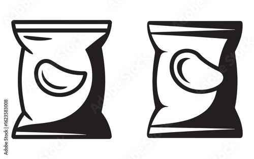 Two bags of chips with chips visible snack food