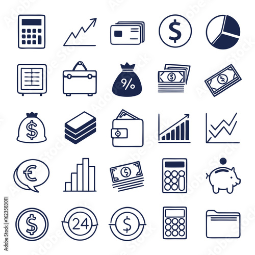 Icon Set for Banking, Investments, and Budgeting