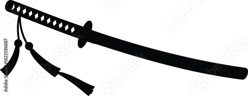 Black samurai sword with tassels