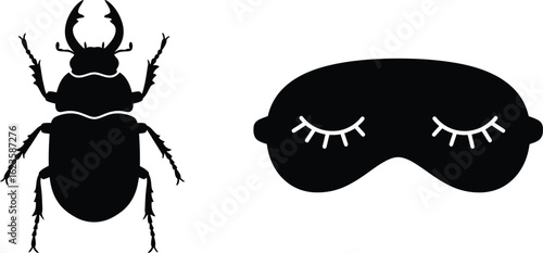 Stag beetle sleep mask silhouette