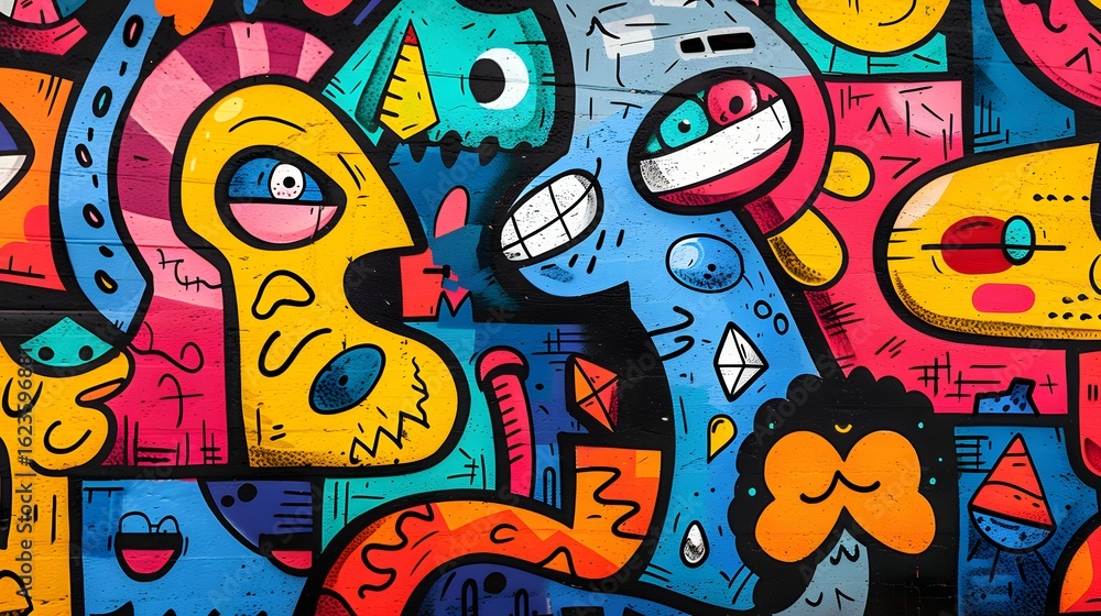 Obraz premium Colorful Abstract Graffiti Mural Urban Street Art Background