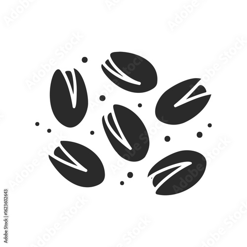 Black pistachio nut pattern on white background