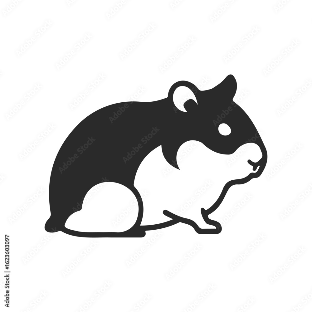 Fototapeta premium Simple black and white hamster silhouette with clean lines