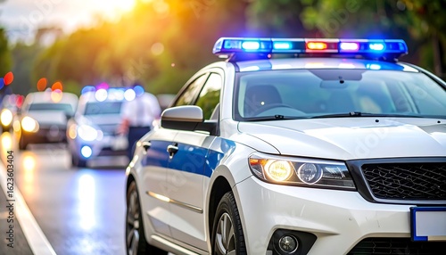 Police car in traffic