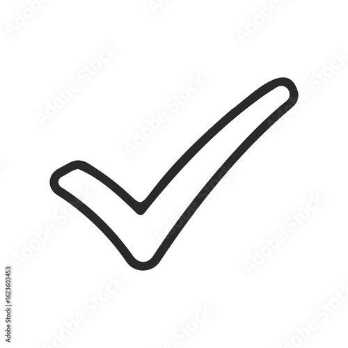 Minimalist black check mark icon on white background