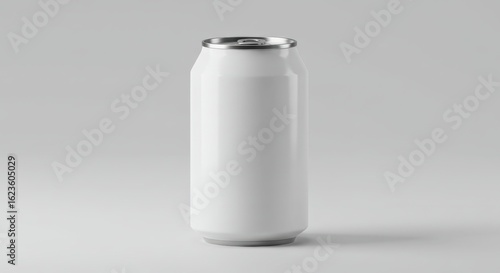 White aluminum beverage can isolated on white background, perfect for product mockups and branding