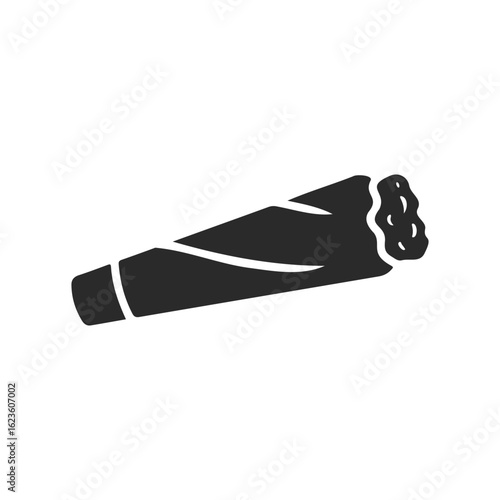 Silhouette of a rolled cigarette with embers