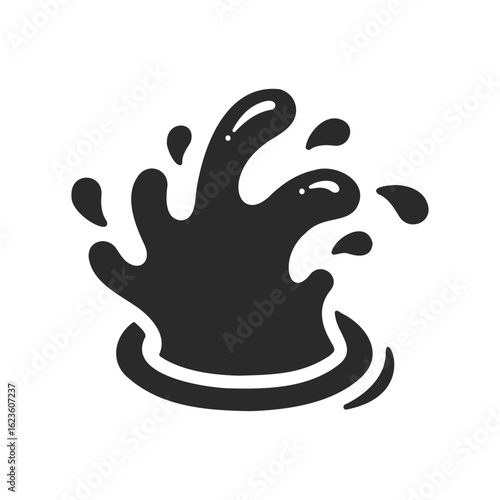 Black splash icon illustrating liquid movement and fluid dynamics
