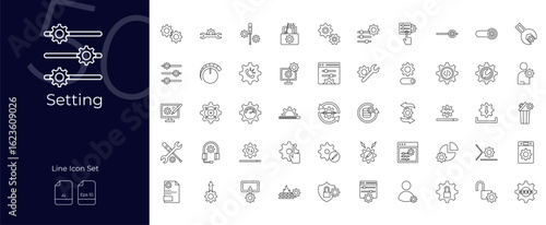 Setting Line Editable Icons set. Vector illustration in modern thin line style of Setting icons: processing, optimization, workflow, etc