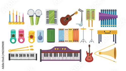 Collection of musical instruments and accessories