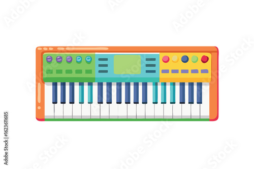 Colorful cartoon keyboard instrument with buttons and screen