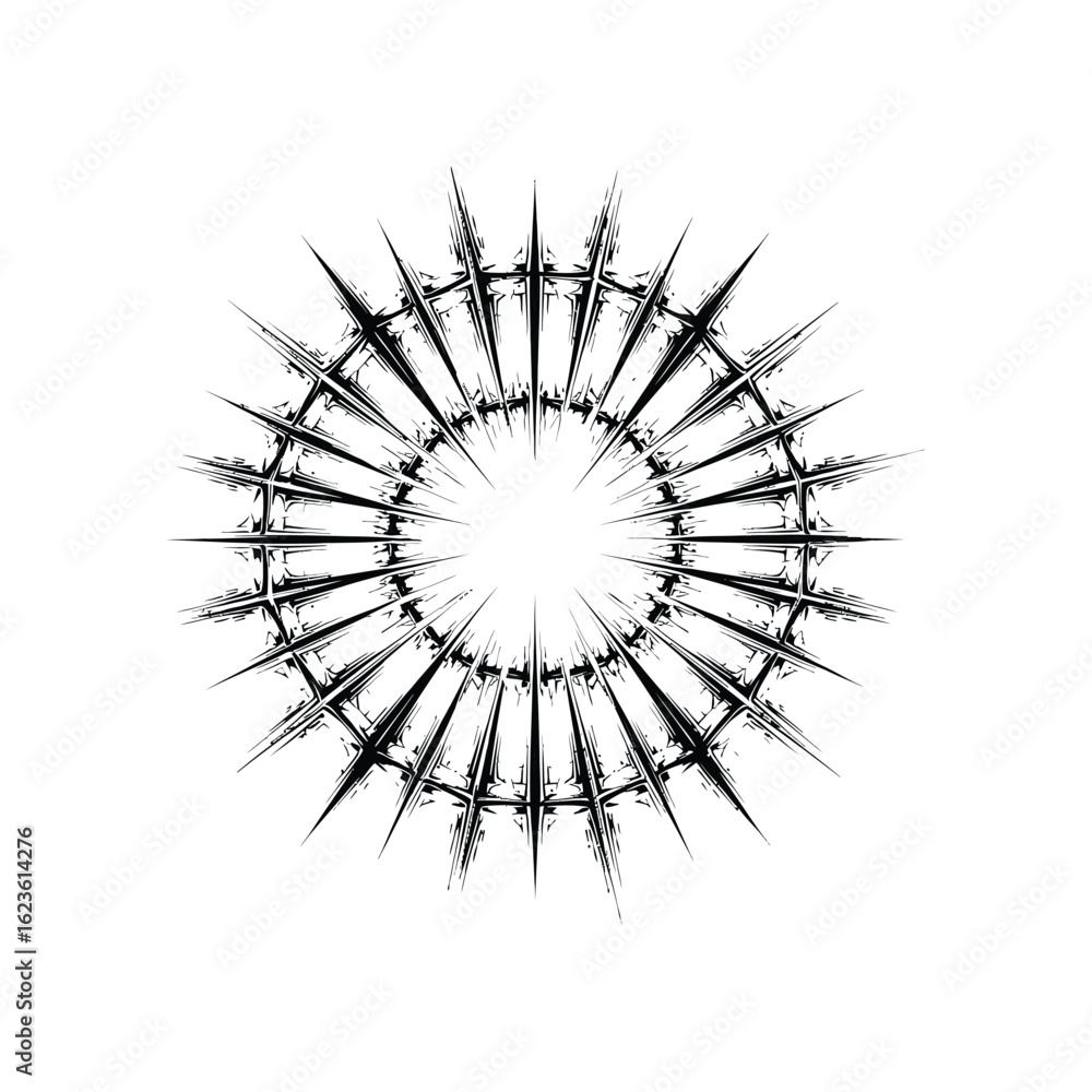 Fototapeta premium Black and White Gothic Cyber-Sigilism Radial Vector