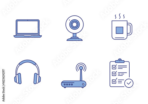 Remote Work Essentials Icon Set