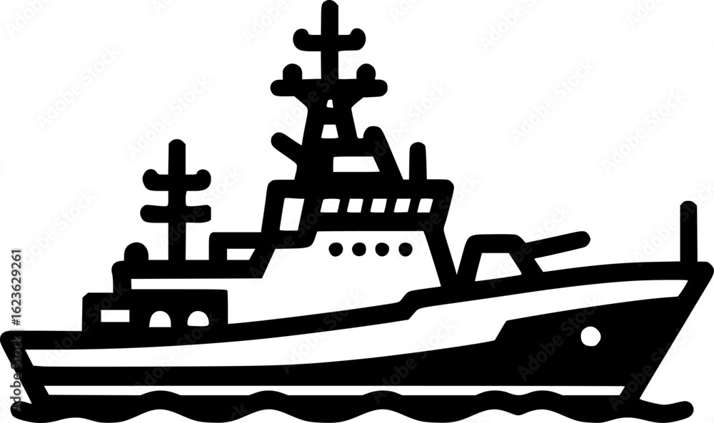 Obraz premium warship. Naval military war ship symbol vector ilustration sign, symbol, vector, art